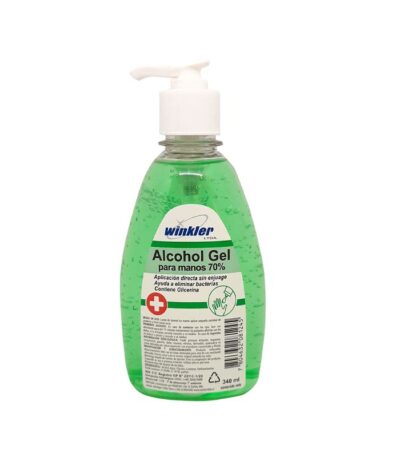 Alcohol Gel para Manos Desinfectante con Dosificador 340 ml Winkler Frasco Individual - Alcohol Gel Antiséptico para Manos con Válvula Dos...