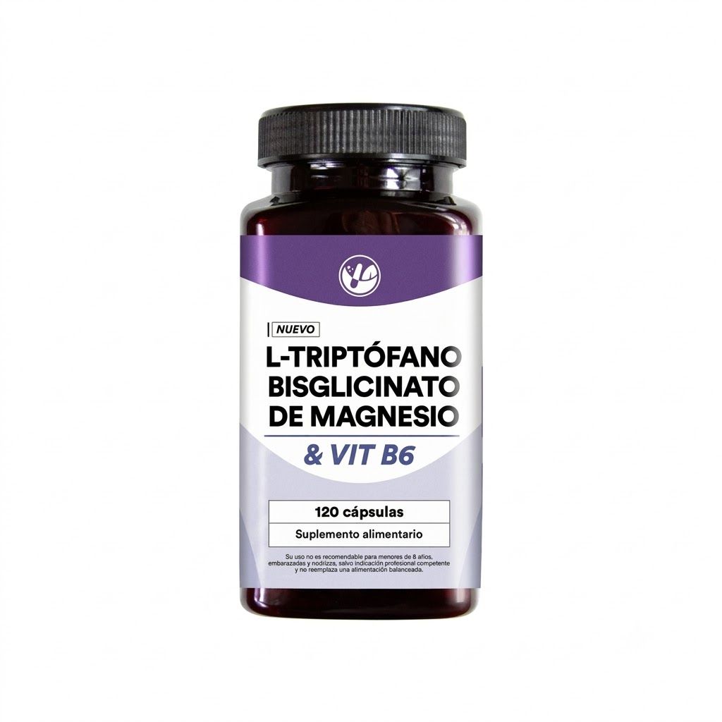 L-Triptofano Bisglicinato de Magnesio y Vitamina B6 Natural Farm Frasco