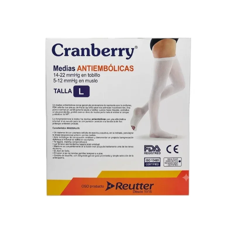 Medias Antiembolicas Compresion Graduada Talla L Cranberry