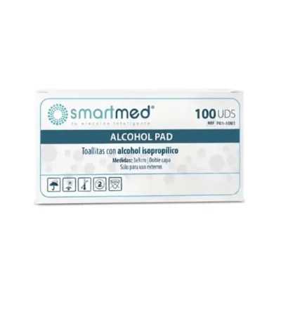 Toallitas de Alcohol Pads Isopropilico 70% Smartmed Caja x 100 Unidades - Toallitas Humedecidas con Alcohol Isopropílico 70%...