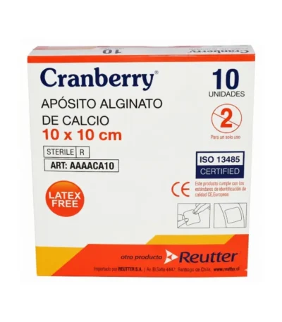 Aposito de Alginato de Calcio 10×10 cm Cranberry Caja x 10 Unidades - Apósitos Estériles de Alginato de Calcio Cranberry...