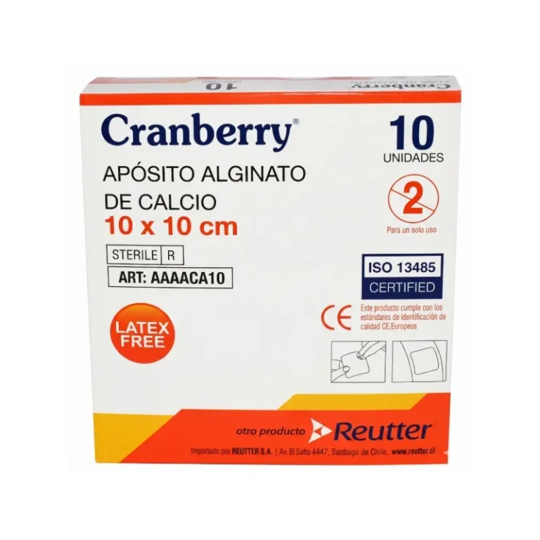 Aposito de Alginato de Calcio 10×10 cm Cranberry Caja x 10 Unidades - Apósitos Estériles de Alginato de Calcio Cranberry...