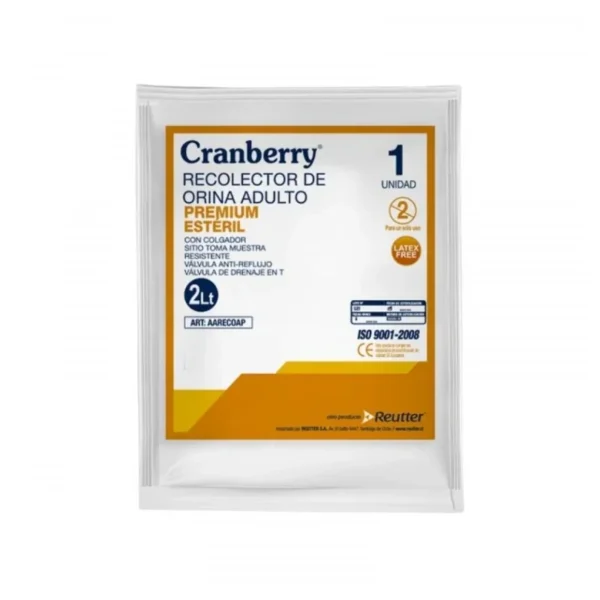 Bolsa Recolectora de Orina Adulto Premium 2 Litros Esteril Cranberry Unidad - Bolsa Recolectora de Orina Adulto Premium Cranberr...