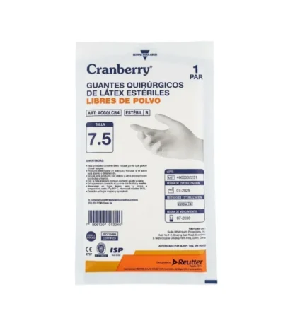 Guante Quirurgico de Latex Esteril Libre de Polvo Talla 7.5 Cranberry Caja x 50 Pares - Guantes Quirúrgicos de Látex Estériles Libres de P...
