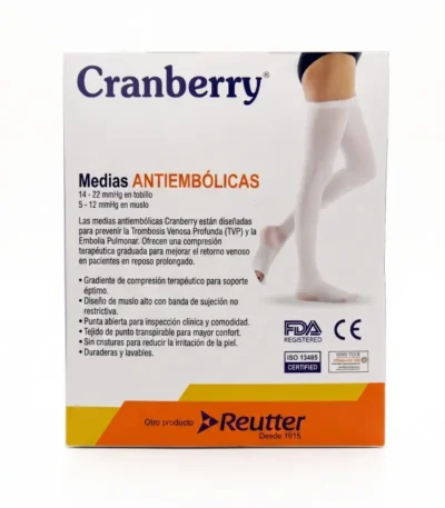 Medias Antiembolicas Compresion Graduada Talla S Cranberry - PREVENCION SEGURA Y CONFORT PARA LA RECUPERACION H...