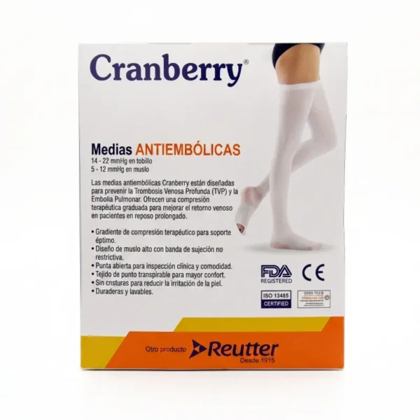 Medias Antiembolicas Compresion Graduada Talla S Cranberry - PREVENCION SEGURA Y CONFORT PARA LA RECUPERACION H...