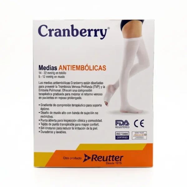 Medias Antiembolicas Compresion Graduada Talla M Cranberry - PREVENCION SEGURA Y CONFORT PARA LA RECUPERACION H...