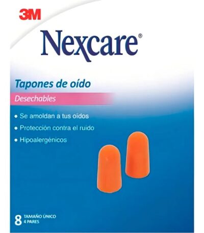 Tapones de Oído Desechables de Espuma Nexcare 3M – Caja x 4 Pares - Aislamiento acústico superior y máxima comodidad p...