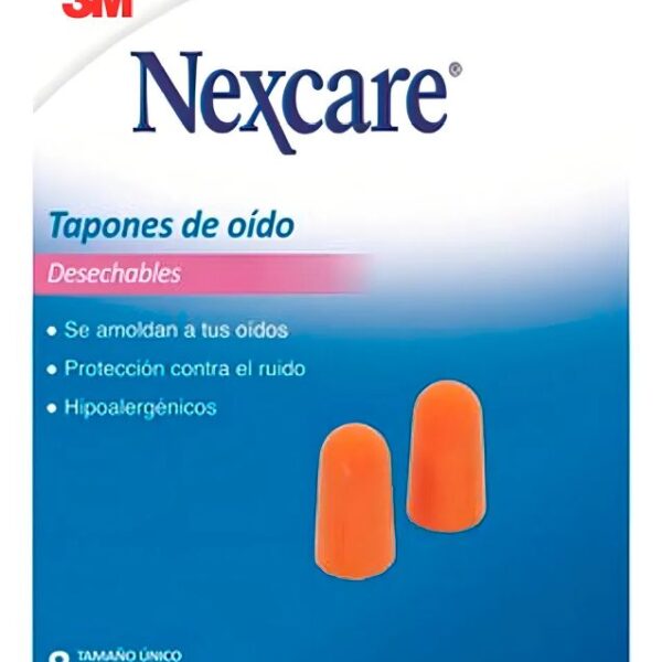 Tapones de Oído Desechables de Espuma Nexcare 3M – Caja x 4 Pares - Aislamiento acústico superior y máxima comodidad p...