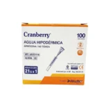 Aguja Hipodermica 21G x 1 Pulgada Verde Cranberry Caja x 100 Unidades - Agujas Hipodérmicas Estériles Cranberry 21G x 1...