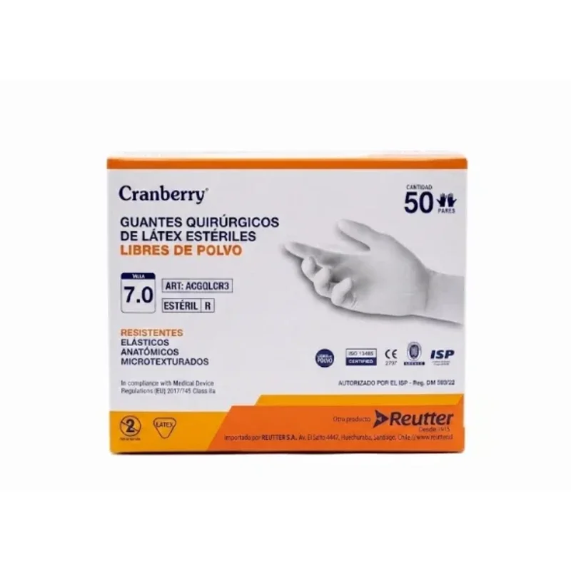 woo-products2Fimages2F1785281924583-producto-800x800-1785281924108.webp Guantes Quirurgicos de Latex Esteriles Sin Polvo Talla 7.0 Cranberry Caja x 50 Pares - Guantes Quirúrgicos Estériles de Látex Talla 7.0 S...