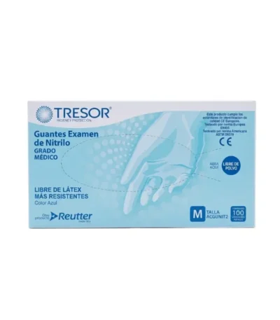 Guantes de Nitrilo Sin Polvo Talla M Tresor Caja 100 Unidades - MAXIMA PROTECCION CLINICA Y SENSIBILIDAD PARA TUS ...