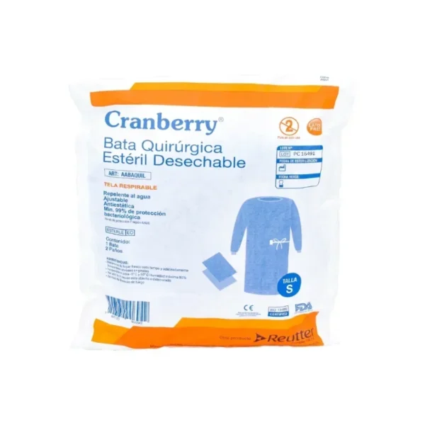 Bata Quirúrgica Estéril Desechable Talla S Cranberry Unidad - Protección biológica avanzada y máxima seguridad e...