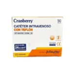 Catéter Intravenoso Periférico con Teflón 24G x 3/4 Cranberry Caja x 50 Unidades - Acceso venoso seguro y de inserción suave para ven...