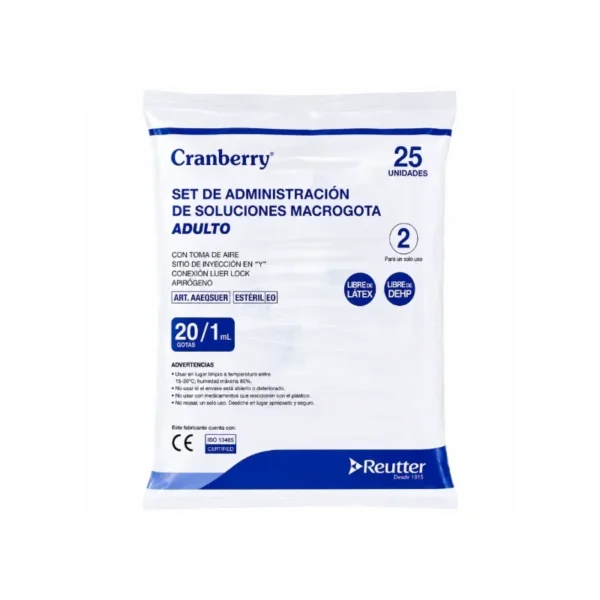 Set de Administración Macrogota Estéril Caja x 25 Unidades - Infusión intravenosa segura, precisa y libre de co...