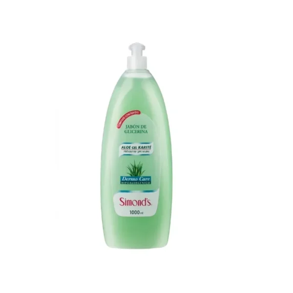 Jabón Líquido Corporal y Manos Aloe Vera Simond’s Dermo Care Botella 1 Litro - Limpieza delicada, humectación profunda y frescura...