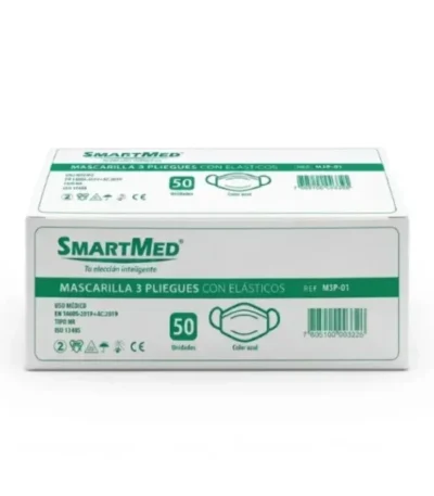 Mascarilla Quirurgica 3 Pliegues con Elasticos Smartmed Caja 50 Unidades - Proteccion Respiratoria Eficaz y Alta Eficiencia d...