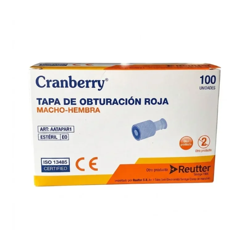woo-products2Fimages2F1786836328926-edit_1786836328478.webp Tapa de Obturación Roja Luer Lock Macho-Hembra Estéril Cranberry Caja x 100 Unidades - Imagen 1