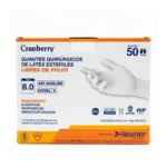 Guantes Quirúrgicos Látex Libre de Polvo Estériles Cranberry Talla 8.0 Caja 50 Pares - Alta precisión táctil y bioseguridad superior en e...