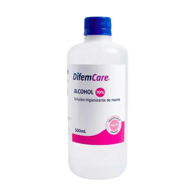 Alcohol 70% Higienizante de Manos Envase 500 ml - Desinfección Antiséptica Inmediata y Protección Su...