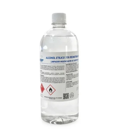 Alcohol Etilico Desnaturalizado Tecnico 70% Envase 1 Litro - Desinfeccion Eficaz y Rapida para Superficies y Eq...