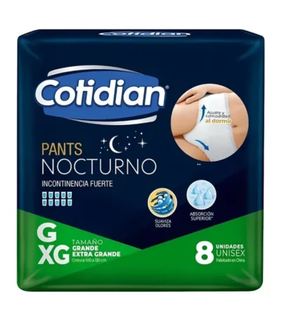Cotidian Pants Nocturno Talla G/XG – Paquete x 8 Unidades - Protección Avanzada Nocturna para Incontinencia Fu...