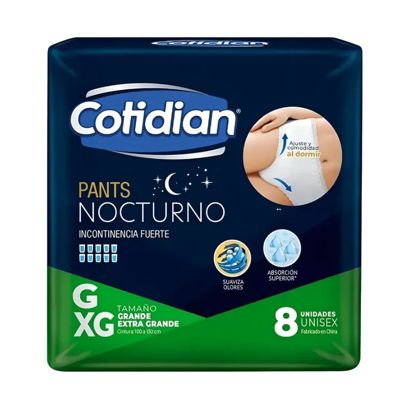 woo-products2Fimages2F1787512851027-edit_1787512850809-1.webp Cotidian Pants Nocturno Talla G/XG – Paquete x 8 Unidades - Protección Avanzada Nocturna para Incontinencia Fu...