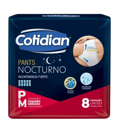 Cotidian Pants Nocturno Talla P/M – Paquete x 8 Unidades - Protección Avanzada Nocturna para Incontinencia Fu...