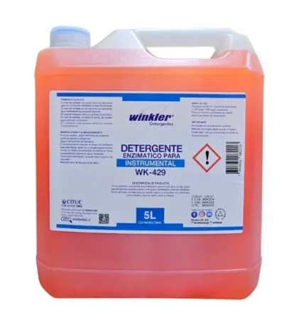 Detergente Enzimático para Instrumental Médico Quirúrgico WK-429 5 Litros Winkler - Detergente Líquido Enzimático Concentrado de Baja ...