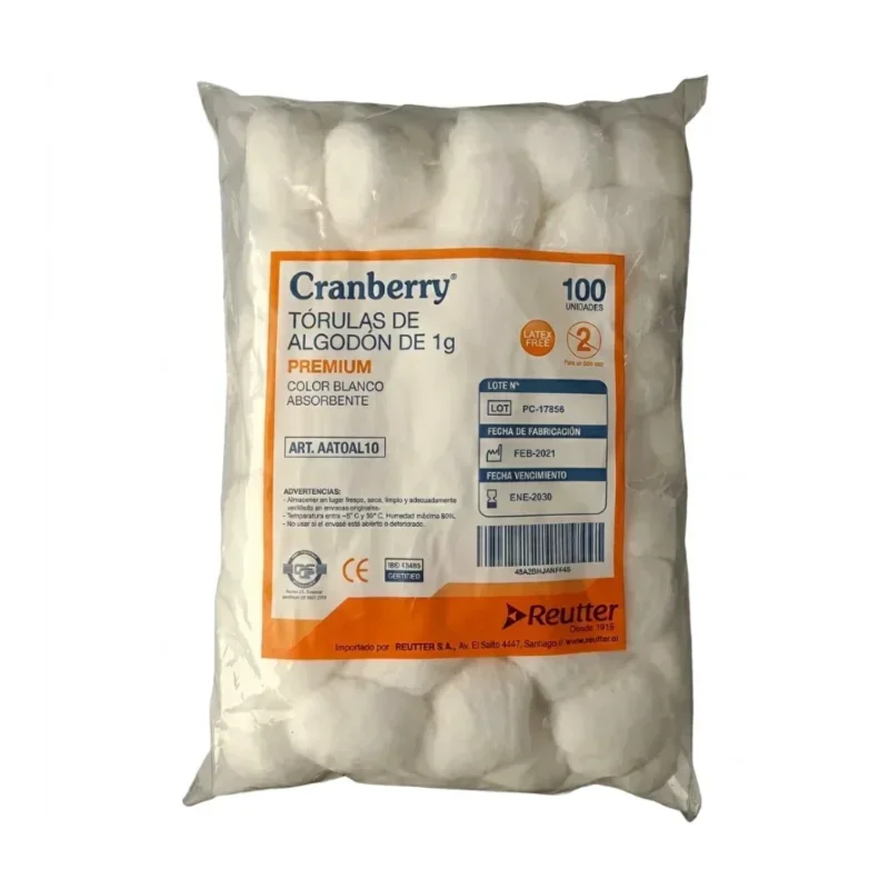 Tórulas de Algodón 1g Cranberry Bolsa 100 Unidades - Limpieza precisa, suave e inyectología segura para...