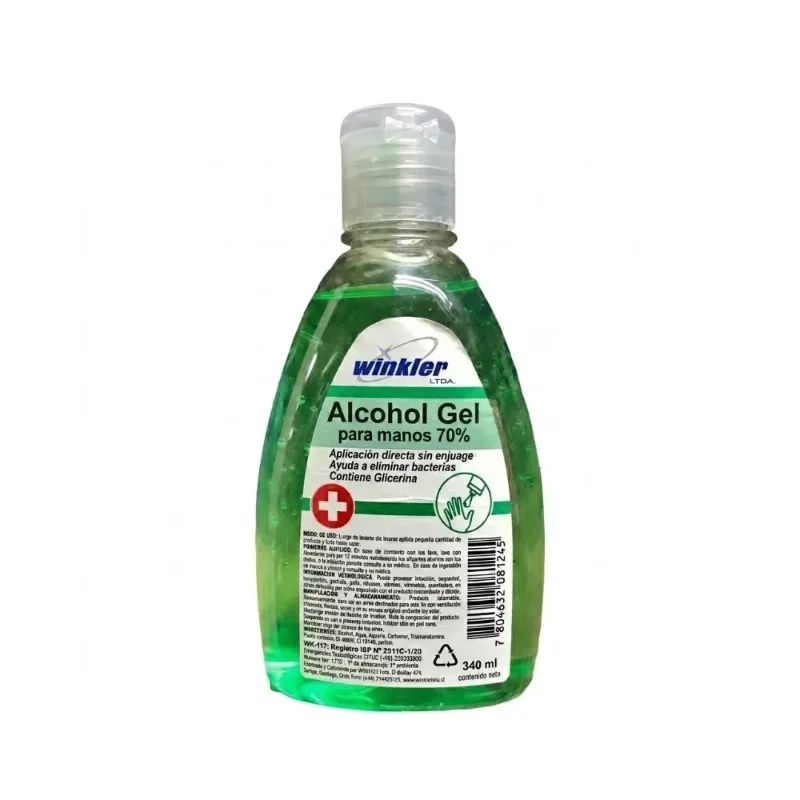 Alcohol Gel para Manos 70% Tapa Flip Top 340 ml WK-117 Winkler - Sanitizante de Manos Antiséptico de Acción Rápida ...