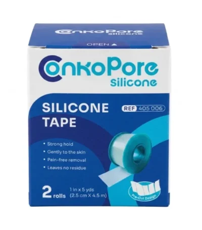 Cinta Adhesiva de Silicona Médica 2,5 cm x 4,5 m ConKote – Caja x 2 Unidades - Fijación atraumática e hipoalergénica diseñada par...