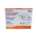 Guante Quirurgico de Latex Esteril Libre de Polvo Talla 6.5 Cranberry Caja 100 Unidades