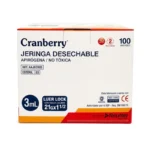 Jeringa 3 ml Luer Lock con Aguja 21G x 1 1/2 Cranberry Caja 100 Unidades