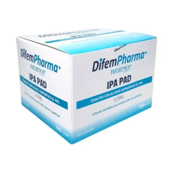 Toallitas con Alcohol IPA PAD Difem Pharma Caja 100 Unidades