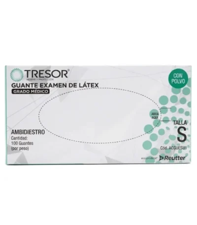 Guantes de Examen de Latex con Polvo Blancos Talla S Tresor Caja 100 Unidades - PROTECCION TRADICIONAL Y AJUSTE PERFECTO PARA USO ...