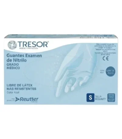 Guantes de Examen de Nitrilo Sin Polvo Talla S Caja 100 Unidades - PROTECCION BIOLOGICA SUPERIOR Y MAXIMA SENSIBILIDA...