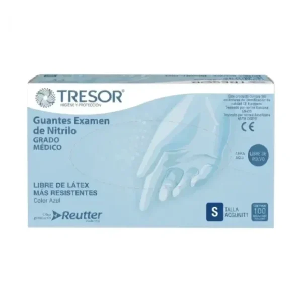 Guantes de Examen de Nitrilo Sin Polvo Talla S Caja 100 Unidades - PROTECCION BIOLOGICA SUPERIOR Y MAXIMA SENSIBILIDA...