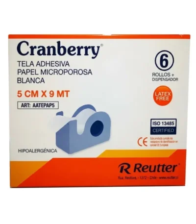 Gasa Autoadhesiva Cohesiva 5 cm x 9 m Blanca Cranberry Caja de 6 Unidades - Soporte y fijación segura sin adhesivos que dañen ...