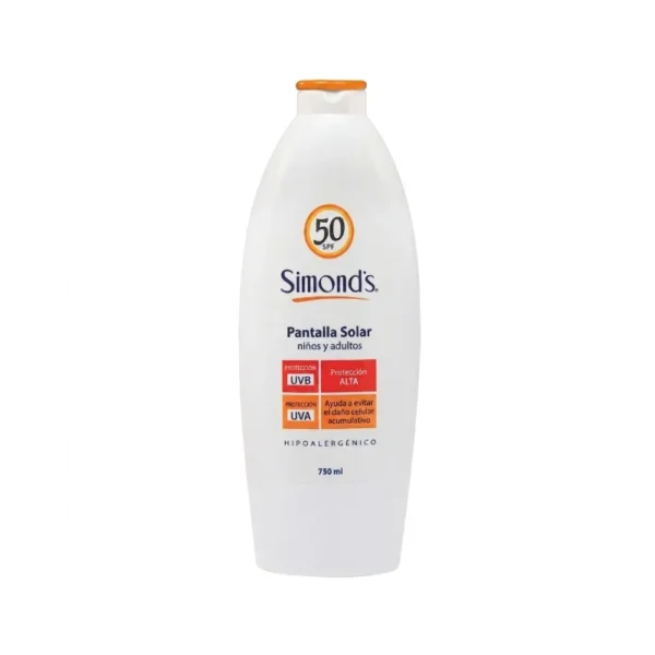 Protector Pantalla Solar SPF 50 Hipoalergénico 750 ml Simond's Unidad