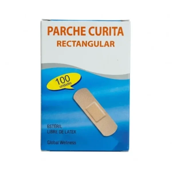 Parche Curita Adhesivo Alargado 72x19 mm Color Piel Estéril Caja 100 Unidades
