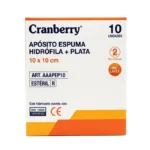 Aposito Espuma Hidrófila + Plata 10x10 cm Cranberry - 10 Unidades