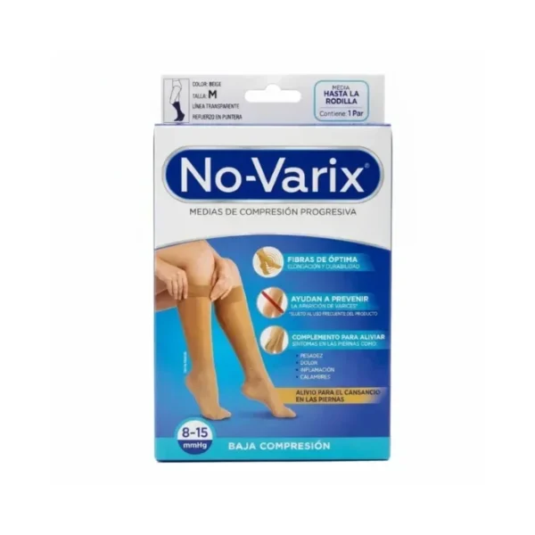 Media de Comprensión No-Varix Rodilla Dama 8-15 mmHg Talla M Beige - Par